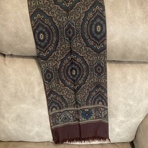 Vintage Stackpole Moore Tryon scarf wool Scotland  hand block printed  England